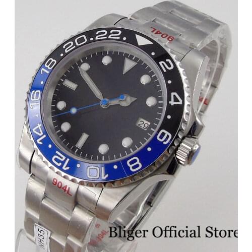 BLIGER Nologo Mechancial Men Watch Blue Secnd hand 24 Jewels NH35A MIYOTA 8215 Ceramic Insert Brushed Oyster Strap Luminous