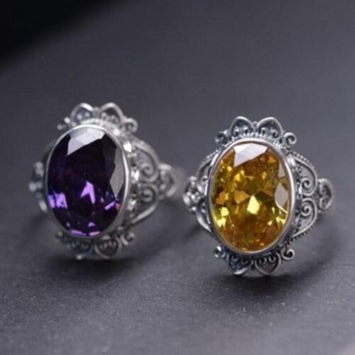 BOCAI New pure S925 silver jewelry simple retro craftsmanship fashionable zircon open ring for women