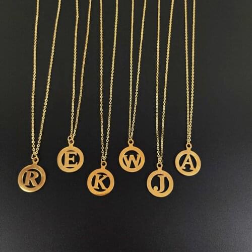 Unique Star Women Fashion Initial Necklace Wholesale 100% Stainless Steel Letter Necklaces A-Z 26 Letters Jewelry Dropshipping