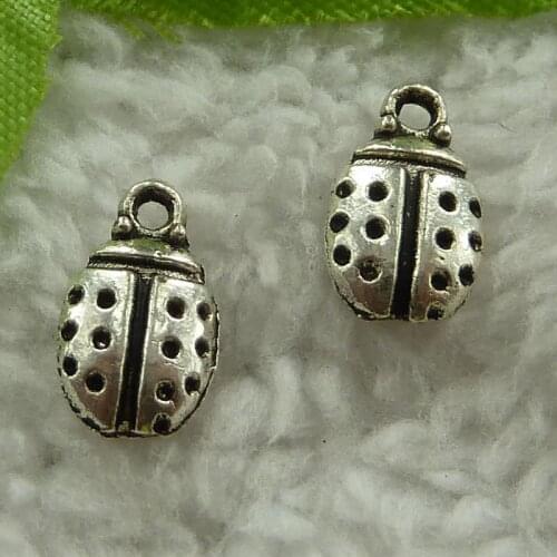 640 pieces antique silver ladybug charms 12x7mm #2946