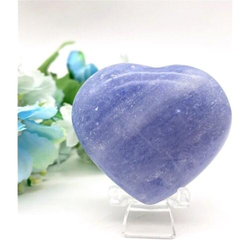 Drop Shipping 1pc Natural Blue Celestite Heart Shaped Hand Made Quartz Crystal Gemstones Chakra Stone Natural Stones and Crystal