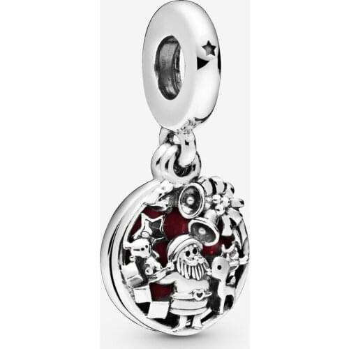 925 Sterling Silver Beads Fit Original Pandora Bracelets Santa Love Peace Joy Dangle Charm DIY Women Fashion Jewelry