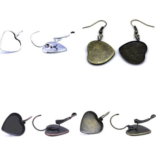 Beadsnice drop earrings fashion metal earring hook heart tooth brass blank setting earring base for jewelry handmade ID 32233