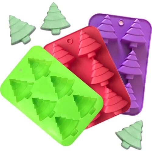 6 Hole Christmas tree Shaped Silicone Mold Cake Decoration Fondant cookies tools 3D Silicone Mould Gumpaste Candy