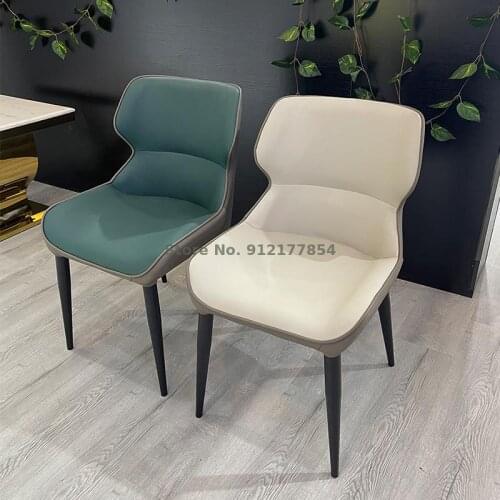 Modern minimalist Nordic backrest soft bag home dining chair Italian light luxury net red iron restaurant makeup table chair