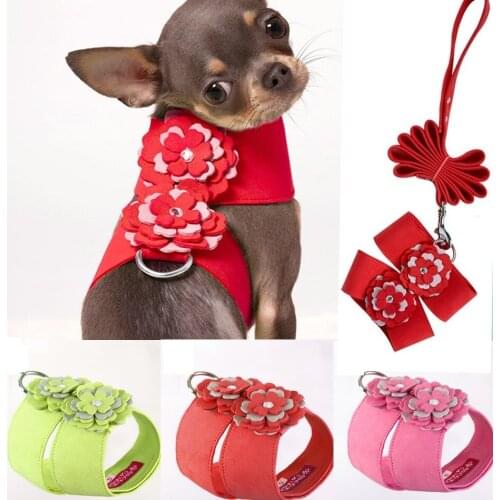 Super Quality Harness With Leash Collar Soft Suede Leather Dog Harness for Small Dog Puppies Chihuahua Yorkie Pet Harness 8528