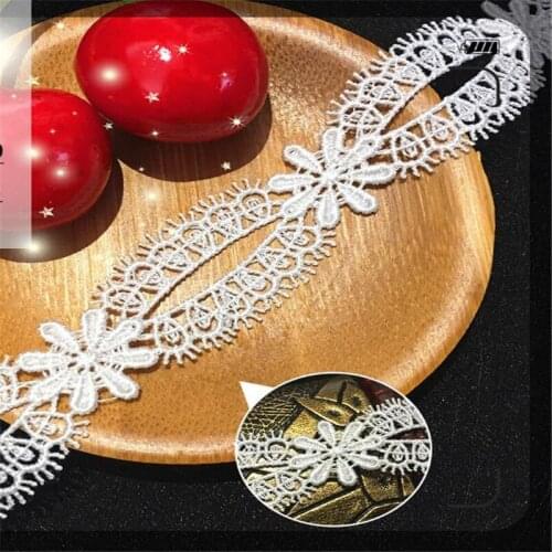 Wedding accessories 2cm polyester silk bilateral wave water soluble lace hollow embroidery lace barcode