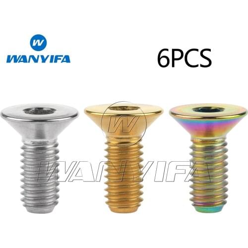 Wanyifa M6x15mm Titanium Ti Bolts Countersunk Hexagon Socket Head Screw 6Pcs/lot