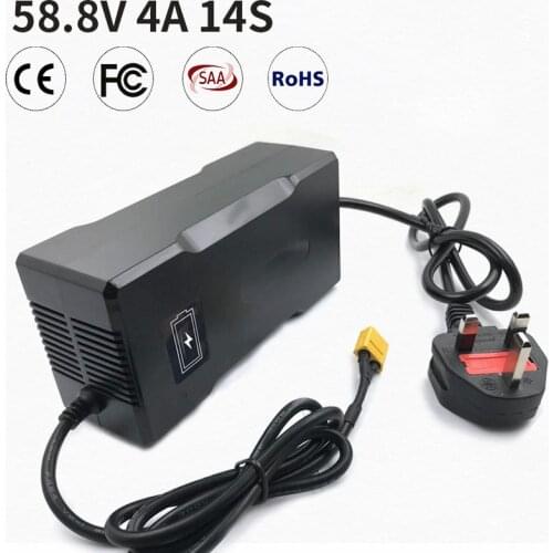 58.8V 4A 14S CE ROHS Lithium Battery Charger For 14S 48V (51.8V 52V ) Li-ion Battery Pack Lipo Car Electric Bike AC100V-240V