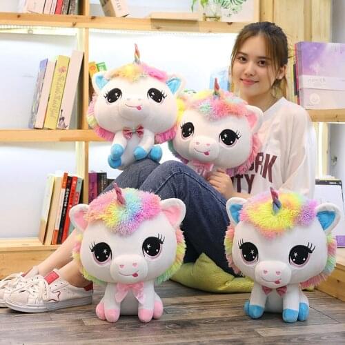 1pc 35cm Colorful Big Head Unicorn Plush Toys Cute Unicorn Couples Stuffed Kawaii Soft Dolls for Girls Valentine Gift Kids