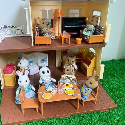 10PCS 1/12Forest Family Doll MINI Pretend Play Toy Animals Childrens simulation 1:12 Rabbit koala Panda Figure Girl Toy