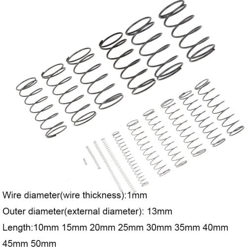 10PCS 1.0*13*10-50mm Spring Steel Small Compression Release Mechanical Return Spring Pressure Spring OD 13mm 1.0x13x10-50mm