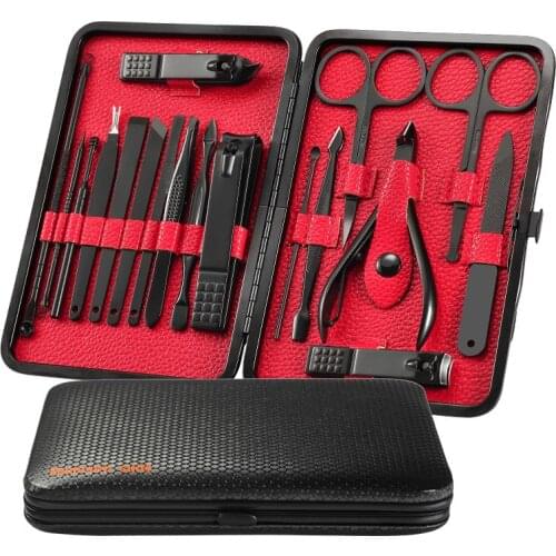 18Pcs Pro Manicure Set tool Nails Clipper for all extension Pedicure set Kit Utility Scissors Tweezer Knife Nail Art Tools kits