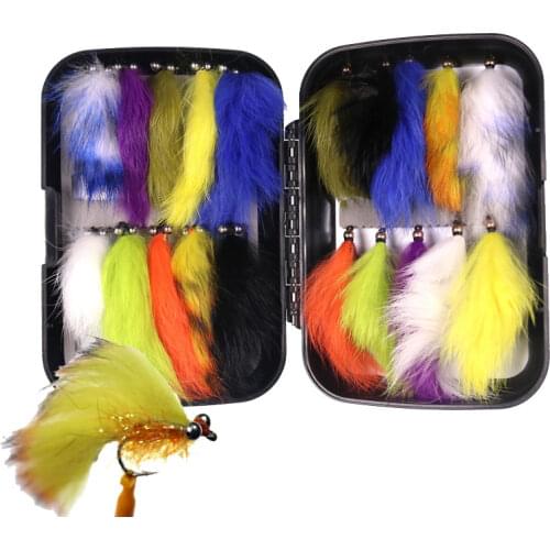 20PCS Fly Case Set #4 Hare Strip Zonker Streamers Fly Baits Two Version Mixed In A Box Trout Bass Pike Fly Fishing Lure Bait