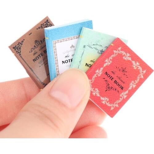 4Pcs/set 1:12 Dollhouse Miniature Books Paper Notebook Model Doll House Decor