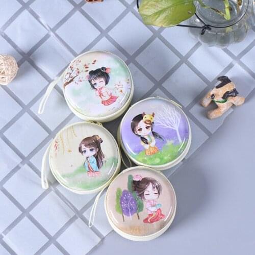 4PC Portable Mini Round Classical Beauty Coin Purse Storage Box Candy Suitcase Cute Metal Candy Container Party/Wedding Gifts
