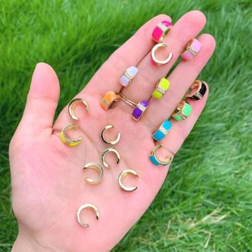 8Pairs Enamel No Pierced Earcuffs Crystal C Shaped Ear Cuff Stackable Clip On Earrings Circle New Party Wedding Jewelry