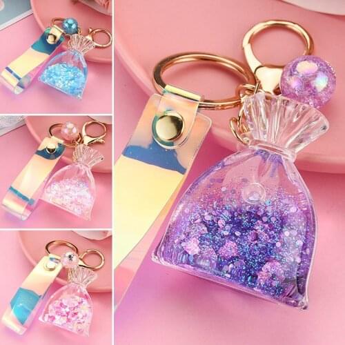 Wallet Quicksand Keychain Liquid Quicksand Colorful Leather Cord Key Chains Simple Bag Car chrysanthemum Pendant Keyring Gift