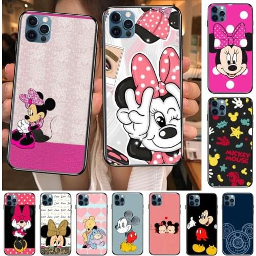 Mouse Mickey Black Fun Phone Cases For iphone 12 Pro Max case 11Pro Max 8PLUS 7PLUS 6S iphone XR X XS mini mobile cell funda