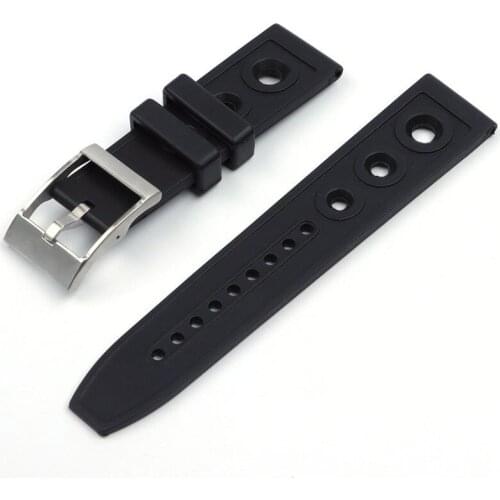 Black Soft Nature Silicone Rubber WatchBand 22mm Watch Band Bracelet For navitimer/avenger/Breitling Strap