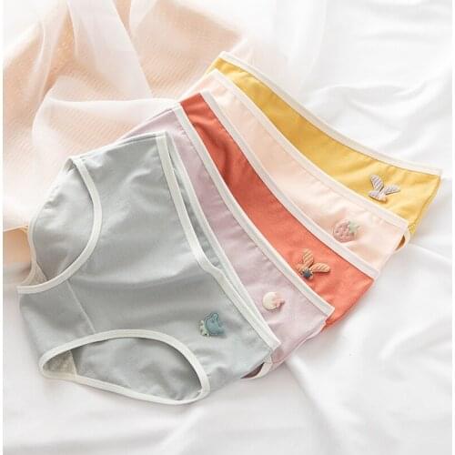 Womens Cotton Underwear Panties Girl Cute Underwear Mid Waist Pure Color Briefs New Fashion Panties Female Sexy Lingerie