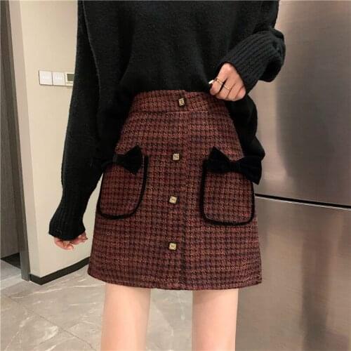 Elegant Plaid Bowknot Preppy style Short Skirts korean fashion High waist 2021 Spring Summer news sweet A-line womens Skirt