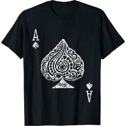 Ace Of Spades Texas Hold'em Poker Playing Card T-Shirt Cotton T Shirt For Men Design T Shirt Wholesale Classic