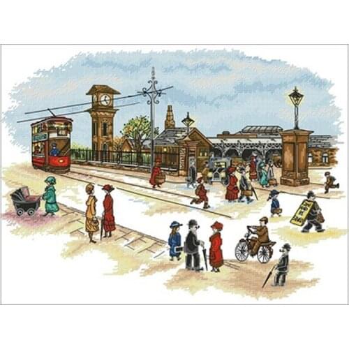 Home-train station patterns Counted Cross Stitch 11CT 14CT 18CT DIY Cross Stitch Kits Embroidery Needlework Sets home decor