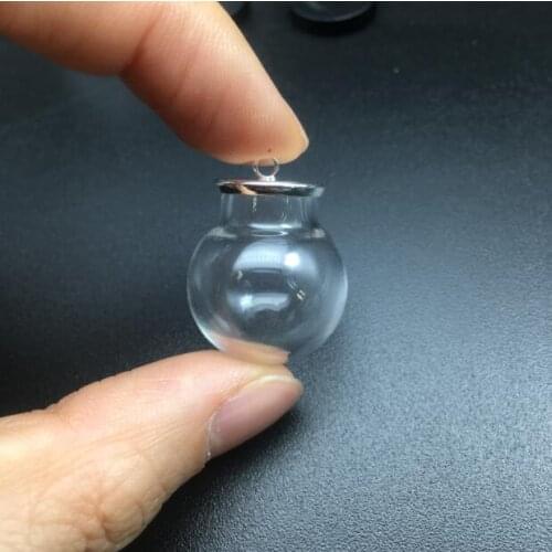 20set 20*12mm round hollow glass globe ball silver/bronze/gold tray orb glass vials pendant wishing bottle jewelry pendant