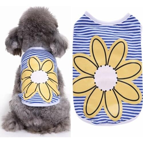 Summer Dog Clothes Cotton Sunflower Striped Dog Vest For Small Dogs Yorkie Clothes Shirt Pet Clothing For Dog T-shirt Costume