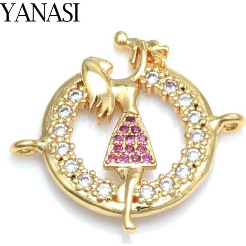 Mother Kids Connector Charms for Jewelry Bracelets Making DIY Handmade Women Jewelry Copper Zircon Boys Girls MaMa Gift