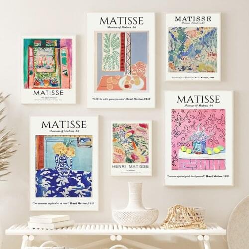 Matisse Rose Flower Leaf Vase Abstract Wall Art Canvas Painting Nordic Posters And Prints Wall Pictures For Living Room Decor