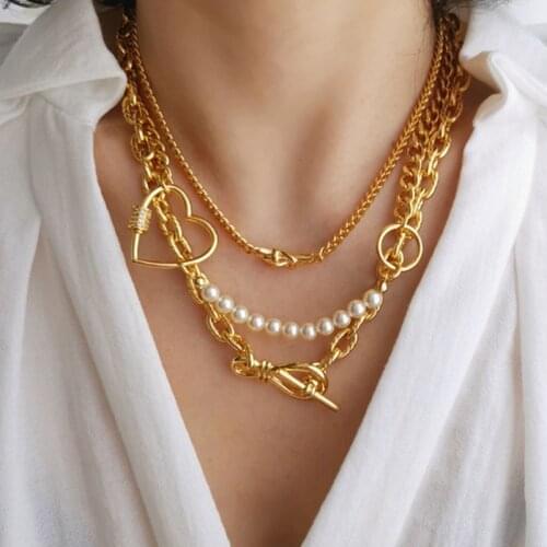 MINHIN Heart Shaped Locket Hook DIY Hanging Chain Necklace Choker Jewelry Making Gold Silver Color Cubic Zirconia Spiral Clasps