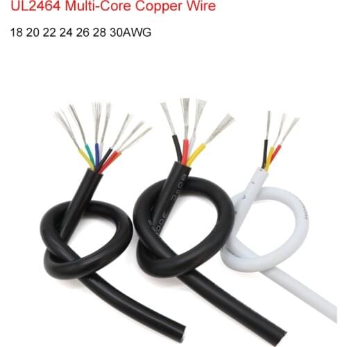 1/2/5/10/50Meters UL2464 26AWG PVC Electronic Cable Wires Data Wire Signal Charge Line 2core 3core 4core Black Color
