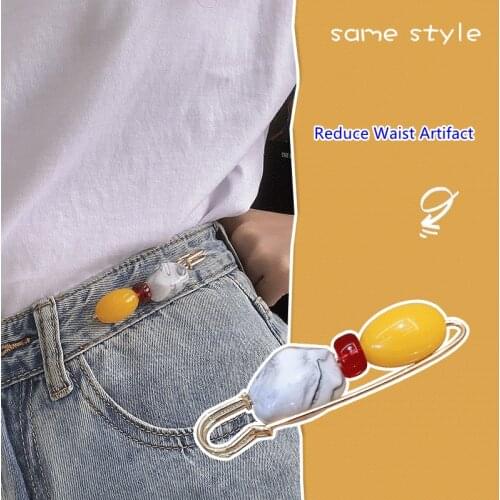 Marble Rhinestone Pearl Alloy Waist Pin Decorated with Bohemian Style Women Skirt Pants Waist Artifact Brooch Pin To Fix Clothes