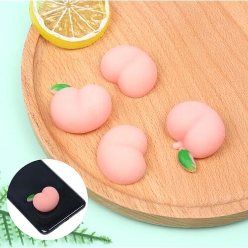 2Pcs Creative Pinch Decompress Cute Peaches Butt Soft Silicone Decompression Toy