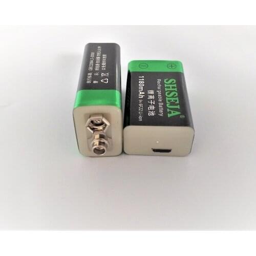 NEW 9V Battery 1180mAh micro USB Rechargeable Lipo Battery 9V USB Battery