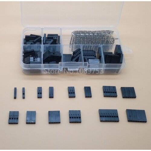 310Pcs 2.54mm 1/2/3/4/5/6/8 Pin Header Male Female Crimp Connectors Housing Dupont Jumper Cable Wire Pin Connectors