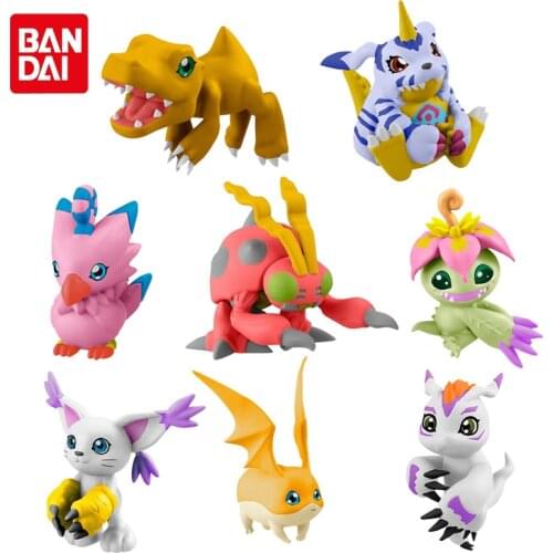 Bandai Genuine Gacha DIGIMON ADVENTURE Hugging The Data Cable Doll Agumon Gabumon Patamon Tailmon Palmon Action Figure Toys