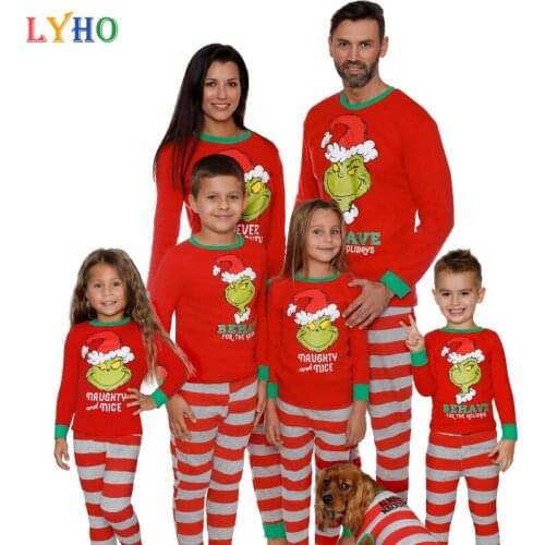 Family Matching Pajamas Sets Autumn Winter Fashion Christmas Printed Men Women Kids Clothes Boys Girls Nightwear Mom Daughter