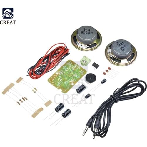 TDA2822M Power Amplifier Module 0.25W DC 4.5V-9V 2 Channel Amplifier Board with Loud Speakers DIY Kit