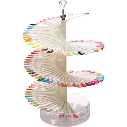 120pcs False Nails Display Stand Spiral Fan Nail Board Tips Salon Manicure Showing Shelf Practice Tools Holder Nail Art
