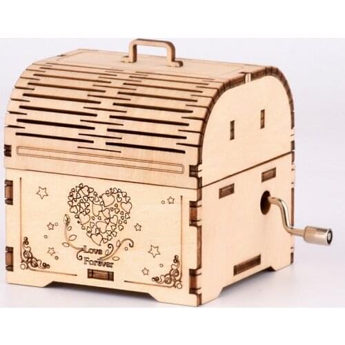 Childrens Early Education Educational Wooden Puzzle DIY Toy 3D Three-Dimensional Puzzle Model Simple Treasure Box Music Box