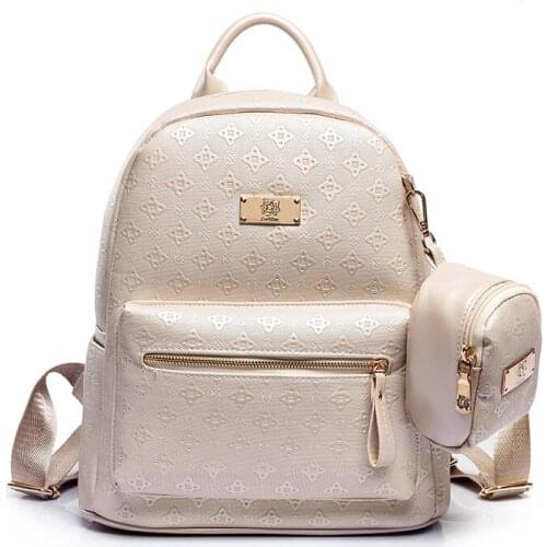 Women Fashion Backpack Synthetic Leather Backpack Casual Lightweight Travel School Shoulder Bag 2 pcs