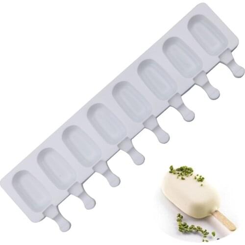 8 Hole Silicone Ice Cream Mould Ice Cube Tray Popsicle Barrel Diy Mold Dessert Ice Cream Mold with Popsicle Stick