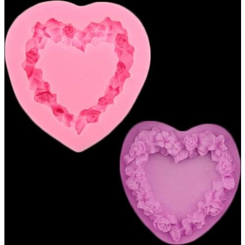 Heart-shaped Rose Silicone Mold Wedding Cake Decoration Tools Silicone Soap Mold Cake Valentines Day Gift Baking