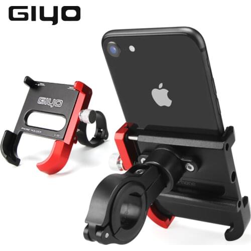 GIYO Aluminum Alloy Bicycle Phone Holder Mountain Road Bike Handlebar Clip Stand Mount Bike MTB Smartphone Holder Support