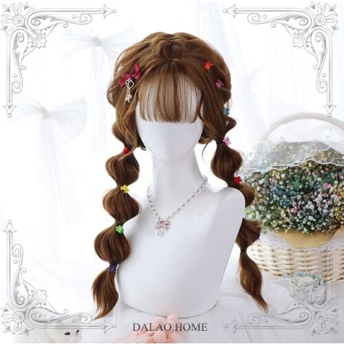 High Quality Harajuku Soft Girl Lolita Multi color Water Ripple Long Curly Wig