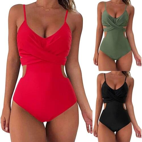 Womens Sexy Bikini Swimwear One-piece Solid Color Swimsuit Swimming Beachwear Female Bandeau Micro Bikinis Купальник Женский