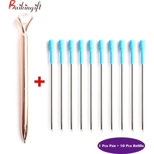 1+10 PCS/Set Kawaii Stationery Ballpoint Pen Big Diamond Large Diamond Pen Stationery Magical Pen Fashion School Office Supplies